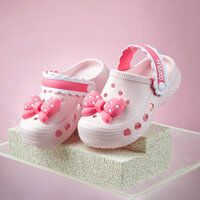 Dép sục bé gái Nữ Nơ Màu Hồng Chống Trơn Trượt Chống Va Chạm Dép crocs Trẻ Em bé gái Giày dép chống trơn trượt trẻ em