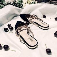 Dép sục bít mũi mũi nhọn hot trên mạng Xăng đan đinh tán gót thấp xã hội phong cách Hàn Quốc cho học sinh đi chơi mùa hè cho nữ dép lê Muller gót thấp