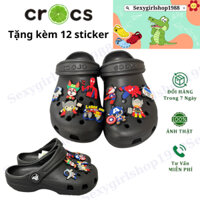 Dép sục classic crocs đen cho bé, hàng xuất dư( tặng kèm 10 sticker)