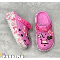 Dép sục Crocs Barbie trẻ em và phụ nữ, Giày Crocs Barbie đế cao cho mẹ và bé size C11 - M7 (28-40) kèm Jibbitz