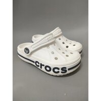 Dép sục crocs baya cho bé trai bé gái màu trắng, giày clog kid nam( tặng kèm 12jb trai, gái )