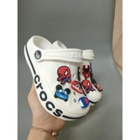 Dép sục crocs baya cho bé trai bé gái màu trắng, giày clog kid ( tặng kèm 12 sticker gắn sục)