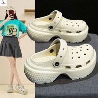 Dép sục Crocs Clog đế xuồng,sục Cross nữ đế cao hách dáng độn đế cao 7cm tặng kèm Jib đễ thương