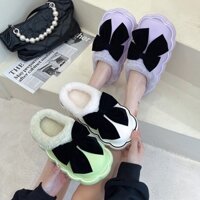 Dép sục - Crocs đính nơ tiểu thư dễ thương lót lông
