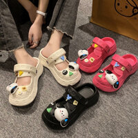 Dép Sục Crocs Nữ Eva Đính Sticker Hoạt Hình Cún Dễ Thương Đế Cao 4 Phân QC Cao Cấp