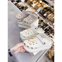 Dép Sục Crosc nữ bít mũi kèm sticker đế cao 5cm có quai hậu mang rất nhẹ êm và bền