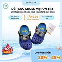 Dép sục Cross, giày sục Cross clog basic trẻ em Minions màu xanh bé trai bé gái Despicable Me-Black