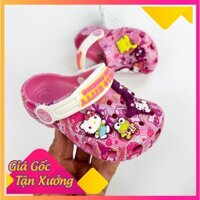 Dép sục Cross trẻ em , giày sục cross cho bé hồng Hello Kitty xuất dư xịn kèm charm như hình