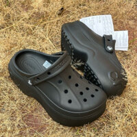 DÉP SỤC NHỰA ĐI MƯA CROCS BELLA ĐẾ XUỒNG 8CM CHO  NỮ MÀU ĐEN, chuẩn xịn, full box, tặng kèm charm
