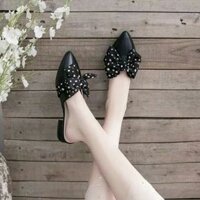 Dép Sục Nơ Vải Chấm Bi