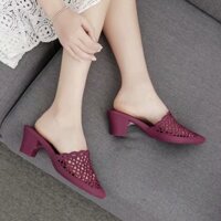 Dép sục nữ cao 5p mũi nhọn bằng nhựa đi mưa cao cấp