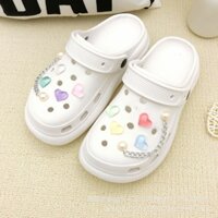 Dép sục nữ giày cross, dép cross nữ sticker trái tim độn đế 5cm siêu nhẹ chống trượt siêu dễ thương đi chơi đi học H3