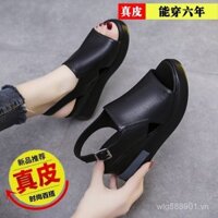 Dép tăng chiều cao đế mềm giảm cân cho phụ nữ phong cách cổ tích mùa hè 2025 dép mới cho phụ nữ đế ngoài dày