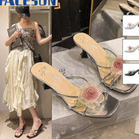 Dép tinh tế mũi vuông sành điệu - Dép đế cao su gót 3-5cm thoải mái cho mọi dịp