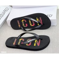 Dép tông nam đi biển đế ép cao su xốp 3 lớp in chữ ICON cây dừa vàng cam quai dây cao su chữ dsq2