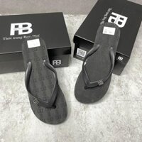 Dép tông nam nữ DG cao su ép xốp 2 lớp nổi hoạ tiết vân chữ monogram hoa văn quai tag logo kim loại