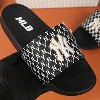 Dép unisex 𝐌𝐋𝐁 𝗡𝗬 ❤️FREESHIP + Hộp❤️ dép mlb ny bóng chày quai ngang thể thao nam nữ Thêu nỗi NY-NY D.GV-đen
