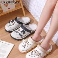 Dép URKIBESOTA, Giày có lỗ cao gót đế dày, Dép đi biển bằng nhựa PVC chống thấm nước mùa hè