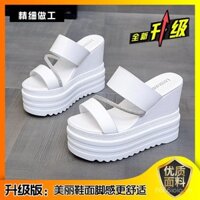 Dép Xăng đan mùa hè Giày đế bệt đế dày đi ra ngoài tôn dáng gầy Xăng đan chống nước tăng chiều cao 2024 siêu cao gót nữ mẫu mới thời trang