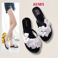 Dép xỏ ngón Camellia, Kẹp hoa Dép đế bệt Giày thạch nữ Giày đi biển phong cách