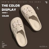 Dép xỏ ngón có nơ cho phụ nữ, phong cách mới mùa hè, thoải mái trong nhà, đế mềm dễ thương, dép ngoài trời có thể mang