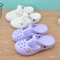 Dép xỏ ngón đế dày kín mũi màu trắng thời trang y tá mùa hè cho phụ nữ, dép đi biển nhẹ không trượt với đệm