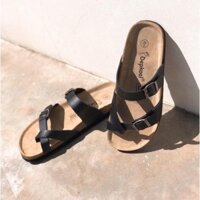 Dép Xỏ Ngón Đế Trấu Quai Da PU