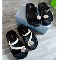 Dép xỏ ngón đính hoa đá nhân tạo dép kẹp quai chéo thời trang đi biển đi chơi