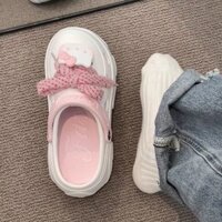 Dép xỏ ngón Hello Kitty màu hồng dễ thương cho phụ nữ, DIY, tăng chiều cao ngọt ngào, thời trang, giày có lỗ dopamine, kiểu dáng mới, tăng chiều cao, thoáng khí [Giao hàng nhanh]