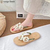 Dép xỏ ngón hoa VERGE LIMIT, Dép đi biển chống thấm nước phẳng, Giày trượt ngày lễ chống trượt Dép đi biển mùa hè