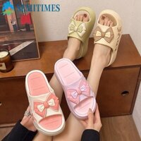 Dép xỏ ngón LUNAEDGE, Dép đế dày nơ đế bệt trượt, Giày đi biển chống trượt thời trang Giày đế bệt màu kẹo Dép nữ bé gái