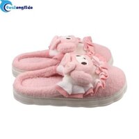 Dép xỏ ngón mùa đông FUSIONGLIDE, Dép sang trọng mềm Cinnamoroll Pompom Purin, Dép lông ấm áp hình mèo Kuromi Me Melody KT dành cho người lớn
