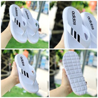 Dép Xỏ Ngón Nam Adidas Đúc nguyên khối chất liệu comfort, Dép Kẹp Thể Thao Đế Cao 3cm siêu bền nhẹ, trắng sọc đen