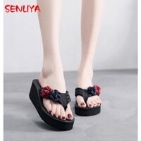 Dép xỏ ngón trang trí hoa trẻ trung sành điệu cho nữ