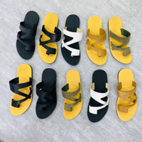 Dép Xỏ Ngón Unisex Dép Kẹp Chéo Da Bò Thật Không Thấm Nước Phù Hợp Mọi Lứa Tuổi XNMsg01 (Đen - Nâu)