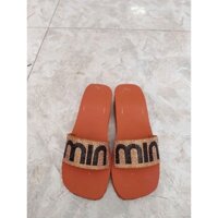 Dép xốp nữ quai ngang kết cườm mũi vuông cao 5cm