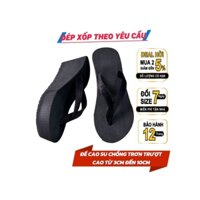 Dép xốp nữ xỏ ngón quai kẹp đế cao su cứng chống trơn trượt cao thấp đa dạng màu đen