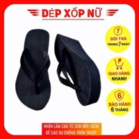 Dép xốp nữ xỏ ngón quai kẹp đế cao su cứng chống trơn trượt cao thấp đa dạng màu đen