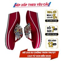 Dép xốp nữ xỏ ngón quai kẹp đính đá hình công đế cao su cứng chống trơn trượt cao thấp đa dạng