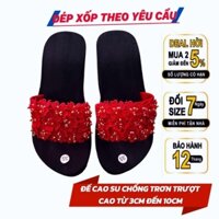 Dép xốp nữ xỏ ngón quai ngang đế cao su chống trơn trượt cao thấp đa dạng màu đen bông đỏ