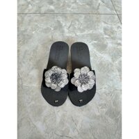 Dép xốp quai ngang nữ gắn hoa cao (5cm) đế chống trơn trượt