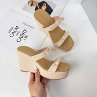 Dép Xuồng 9cm Hai Quai Ngang Nơ Nữ Tính