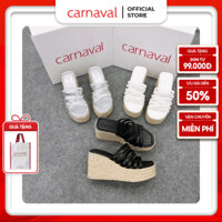 Dép xuồng đế cói quai dây chéo Carnaval cao 9 phân siêu xinh, siêu cao -VS10