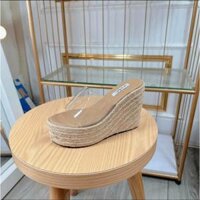 dép Xuồng đế cói quai trong lót nâu đế cao 8p và 12 phân