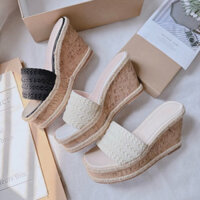 Dép xuồng đế vân gỗ viền cói bản quai ngang 9,10phân