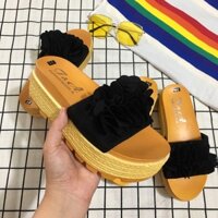 Dép xuồng đen hoa nơ