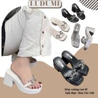 DÉP XUỒNG LUDUMI BẢN QUAI TRONG ĐÍNH ĐÁ CAO 8 PHÂN -ĐẾ ĐÚP