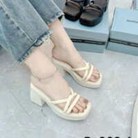 Dép xuồng quai 3 dây I xoắn si sáp đế pu cao 7 cm M1 - Giày Lily