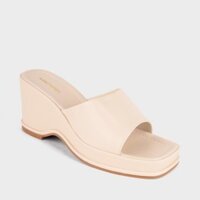 Dép Xuồng Quai Ngang Bản Lớn Da Trơn Basic MH1 Kem