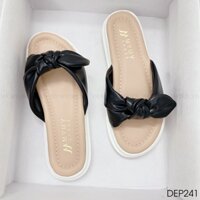 DEP241 Dép da lì quai thắt nơ tai thỏ đế bánh mì 3p